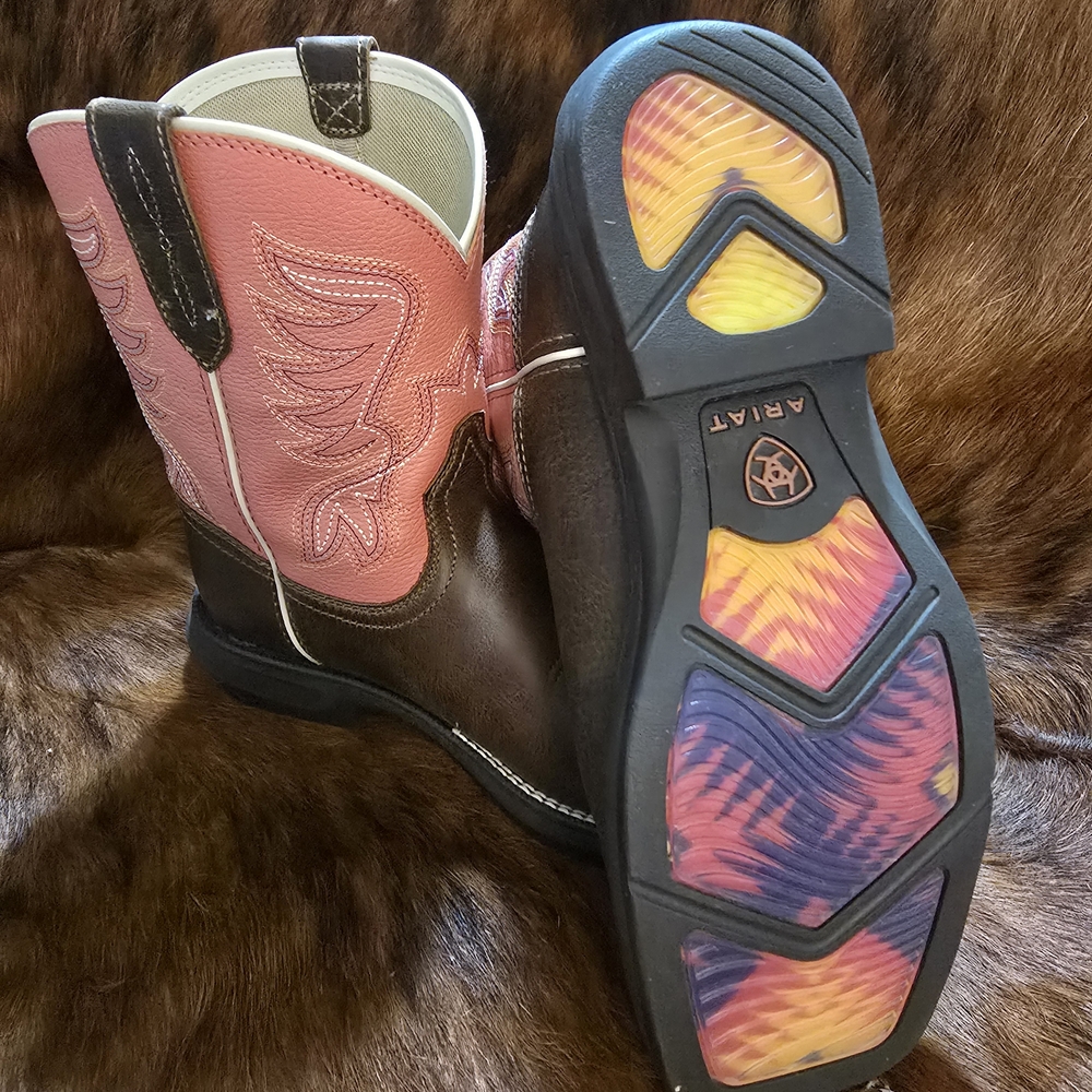 Ariat Pink and Brown Leather Boots